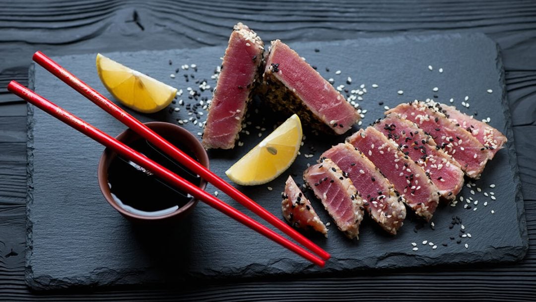 16 Best Albacore Tuna Recipes To Try   Seared Albacore Tuna With Sesame Crust 1080x608 